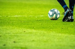 soccer ball on a soccer field